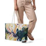 Image of a tote bag, oversize beach bag printed with original artwork of Mona Atelier