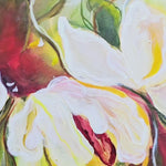 A close-up video of a original painting of Canadian artist, Mona to showcase the details, textures and the layers